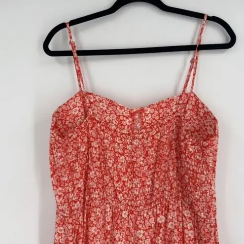 Lily White Lily Rose Women's Floral Smocked Molded Cup Sun Tank Maxi Dress Red XXL 2X