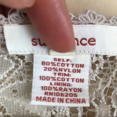 Sundance Women’s Floral Lace Cream and Beige A-Line Dress