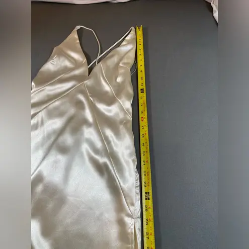 Maniju Manifu Sleek Satin Maxi Dress in Cream Size Small