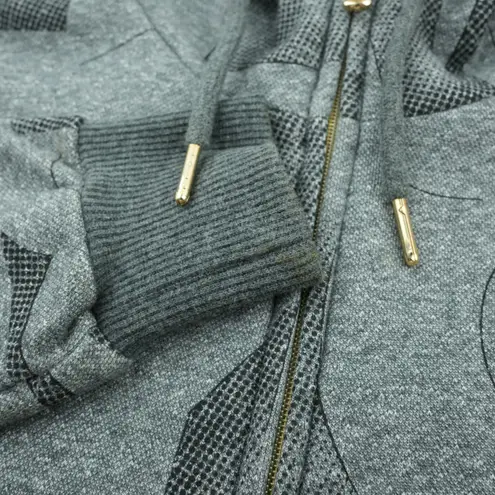 Vtg Fubu NYC 1992 Collection Hoodie Womens S Gray Allover Print Full Zip Y2K