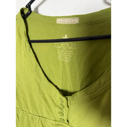 Aerie Vintage  American Eagle Green Babydoll Scoop Neck Peasant Top Large