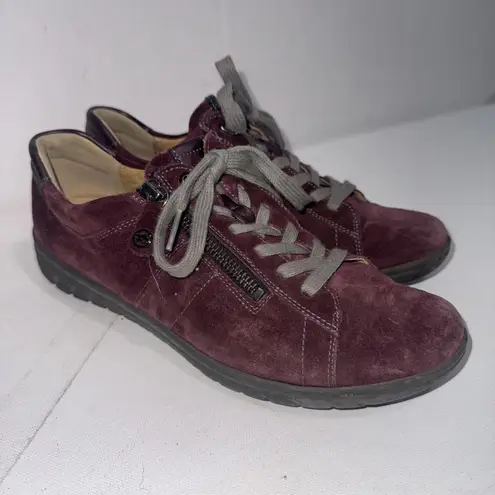 Hartjes Phil Sneakers Eggplant Suede Walking Minimalist Comfort Shoes Sz 5 Red
