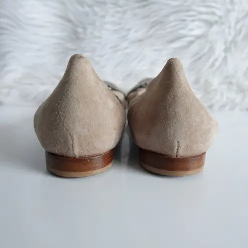 Agl Taupe Grey Suede Cap Toe Buckle Ballet Flats Gray Size 6.5