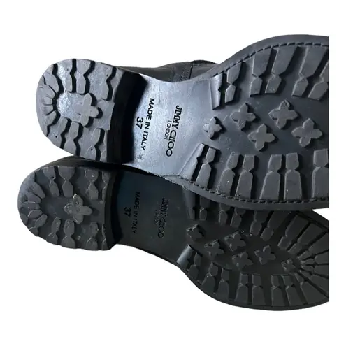 Jimmy Choo Black Leather Moto Biker Boots Size 37