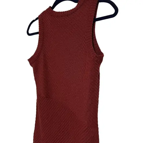 Kaileigh Caroline Knit Fitted Ribbed Sleeveless Midi Dress Textured Red NWOT M