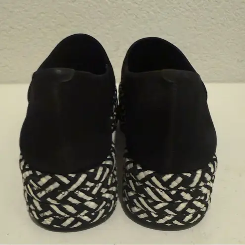 ALL SAINTS Bora Platform Espadrilles Loafer Black White Woven and Suede Size 38