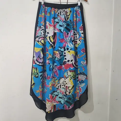 Blue Butterfly Print Sheee Overlay Skirt Size undefined