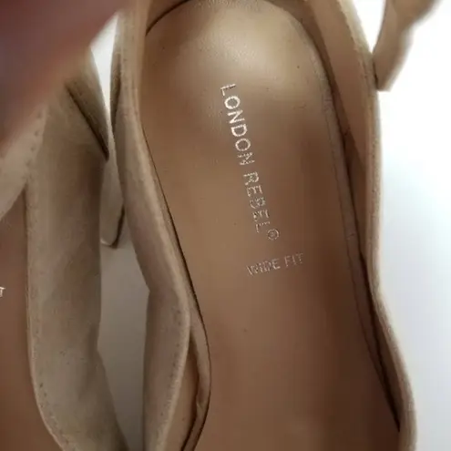 London Rebel Ankle Strap Womens Block Heels Shoes Beige Size EUR 39