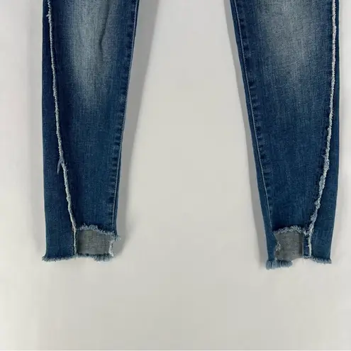 DL1961 Emma Power Legging Kilgore Frayed Raw Hem Stretch Medium Wash Denim