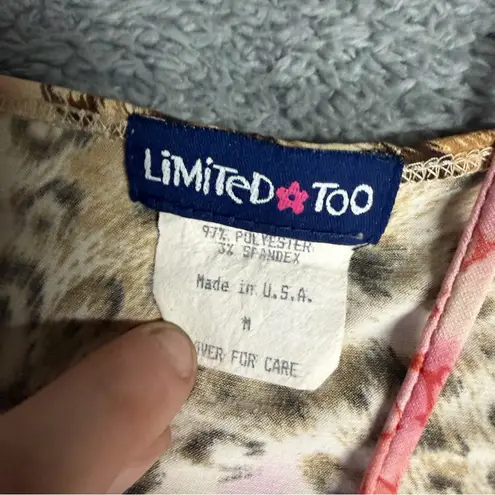 Limited Too Vintage Leopard Print Pink Floral Camisole Top Size Medium