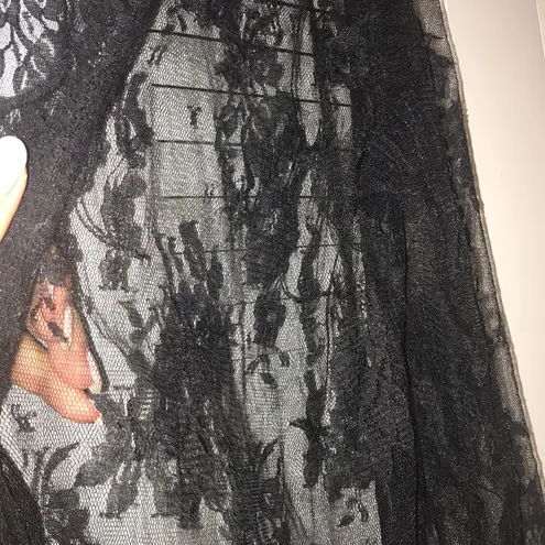 Sexy Sheer Lace Robe Black Size XL