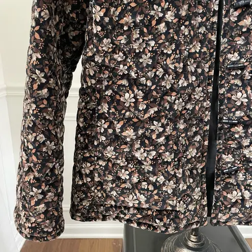 Vintage 70s Cottagecore Quilted Band Collar Jacket Brown Velveteen Floral S