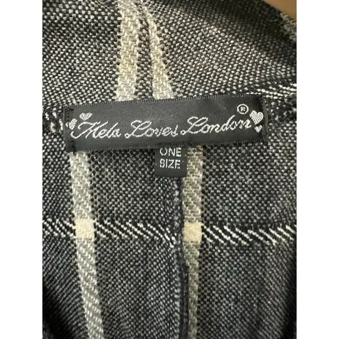 Mela Loves London Sleeveless Wool Blend Brush Woven Checked Gilet Coat One Size Size undefined