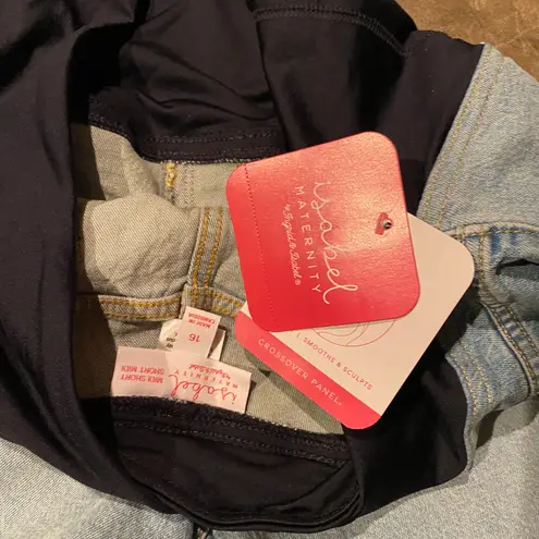 Isabel Maternity Maternity Crossover Panel Midi Jean Shorts  by Ingrid & Isabel - Image 9