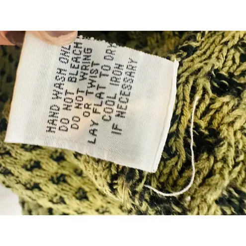 Habitat Box Button Front Sweater Vest Green Oversized Artsy Tunic Style Size L