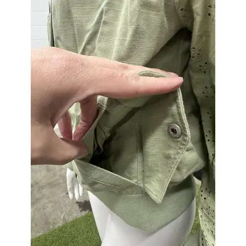 7 For All Mankind  Small Sage Green Eyelet Sleeve Spring School Bomber Jacket‎