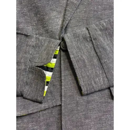 Jack Murphy Irish Clothing Linen Blend Blazer Jacket Women's Size 12 Work Outfit Gray
