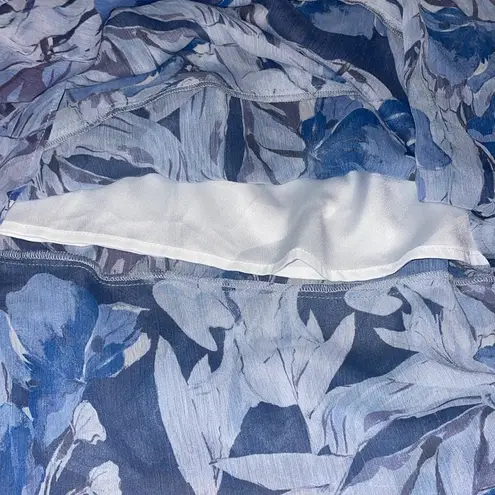 Majorelle floral ruffle midi skirt