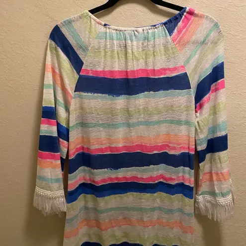 Lilly Pulitzer  100% Linen Getaway Swim Cover-Up Cats Meow Stripe Size XXS