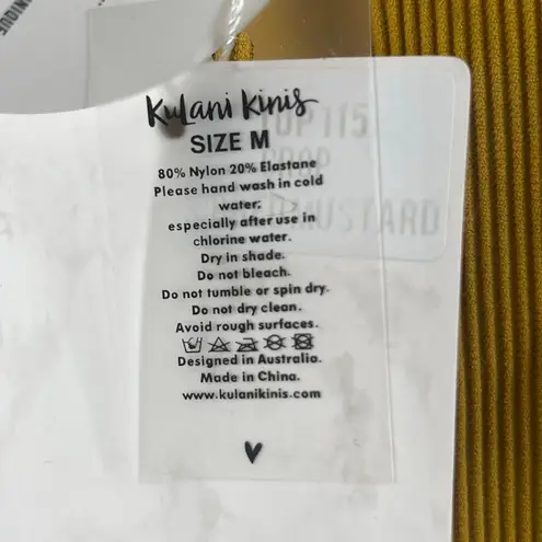 Kulani Kinis Bikini Top Medium NWT Crop Ribbed Mustard Swim Beach Rib Resort