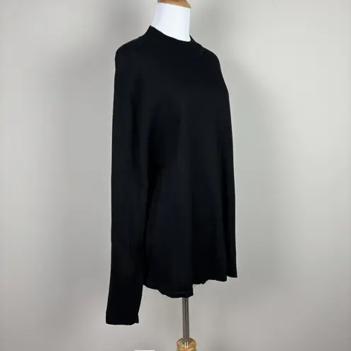Wintersilks Sweater Womens XL Black Mock Neck Long Sleeve Silk Cotton Minimalist