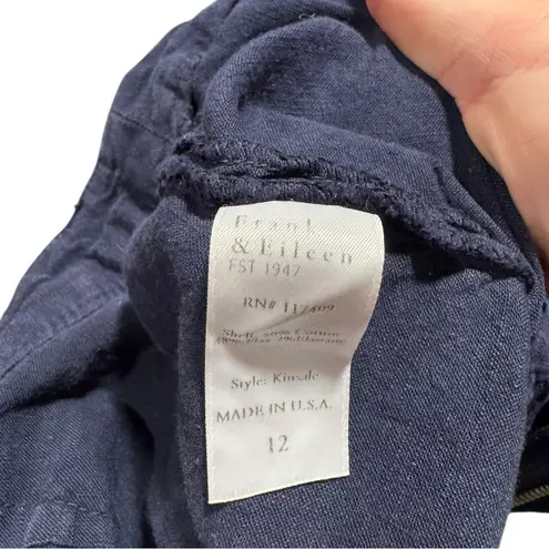 Frank & Eileen Kinsale Linen Cropped Pants High-Rise Navy 12