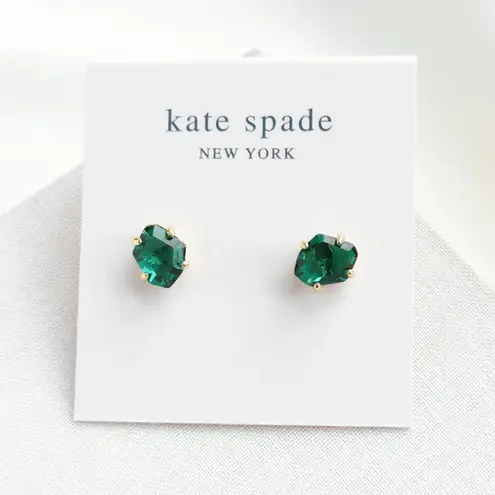 Kate Spade  NIB Treasure Trove Studs emerald green gold