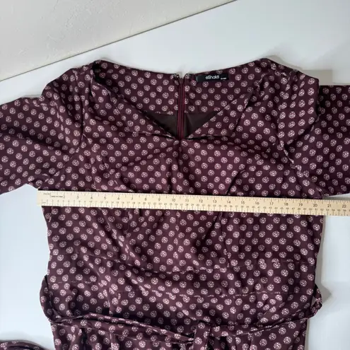 Eshakti Graphic Dot Print Crepe Sash Tie Dress 1X 18W Maxi Fit and Flare Retro