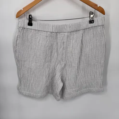 J. Jill Pull on Lounge Shorts Womens Medium White Blue Stripe Cotton NEW