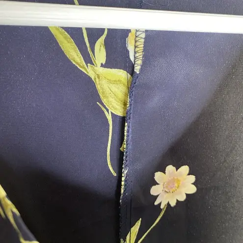 Unbranded Navy Blue Floral 90s Style Midi Long Slip On Dress Size Small