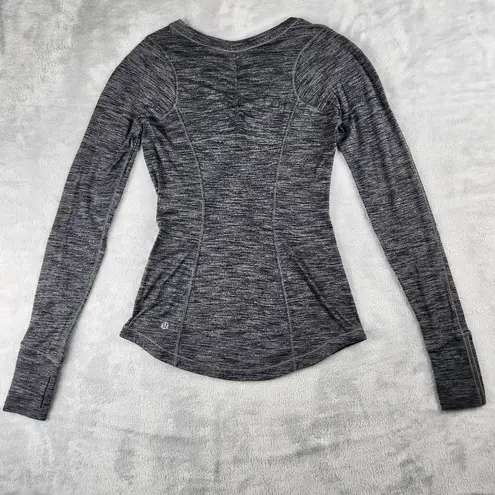 Lululemon 5 Mile Long Sleeve Heathered Black Top Women's Size 4 (?)