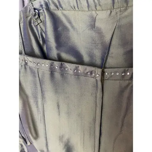 $1400 Marisa Baratelli 8 10 Sage Green 3pc Dress Bustier Skirt Jacket Thai Silk