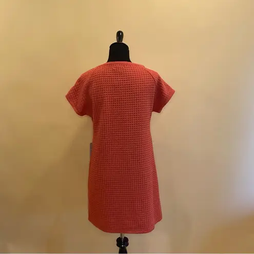 Max Studio  Baked Apple Red Solid Textured Pocket Short Sleeve Dress Size XS NWT