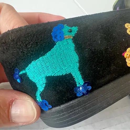 Vtg Beverly Feldman poodle dog print flats Woman Colorful Embroidery Size 6AA >