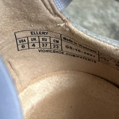 Vionic  Ellery Shoes Womens 6 Metallic Silver Comfy Low Wedge Elastic Ankle Strap - Image 5