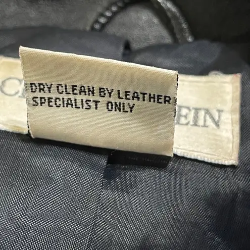 Leather Trench Coat Black VTG M Medium 2