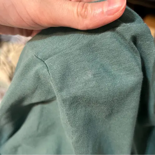 J. Jill Button Front Pleated Jersey Knit Long Sleeve Midi Dress Teal XL Tall Green