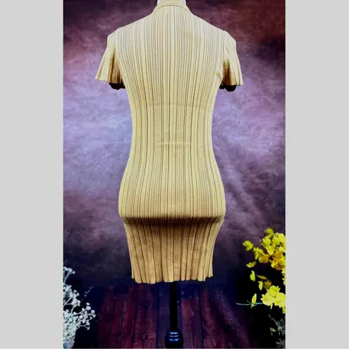 Lita by Ciara Rib Cotton Blend Polo Minidress Iced Coffee M Tan Size M