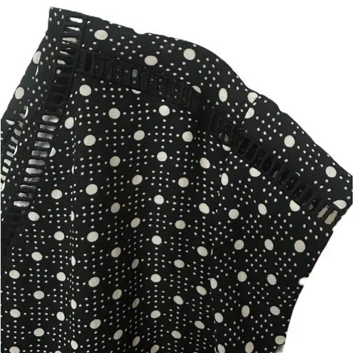 Daniel Rainn Nordstrom DR2 Black & White Polka Dot Sleeveless Blouse Size Large
