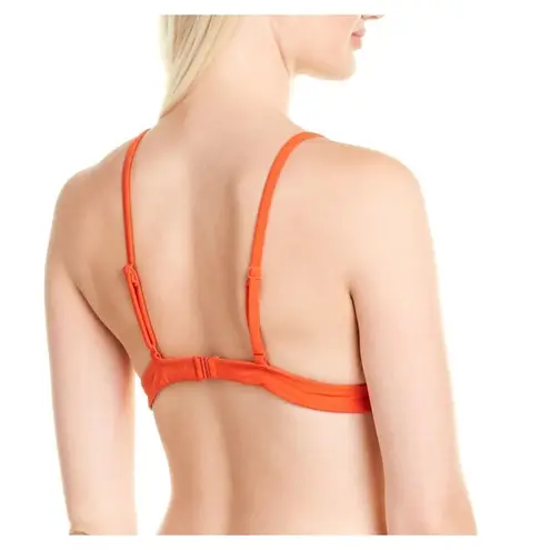 Solid & Striped The Morgan Scoop Neck Bikini Top In Lipstick Red Gingham Large