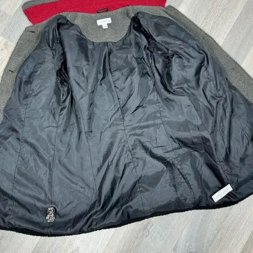 Susan Graver Boucle Fleece Color Block Button Front Coat Red Green Black Small