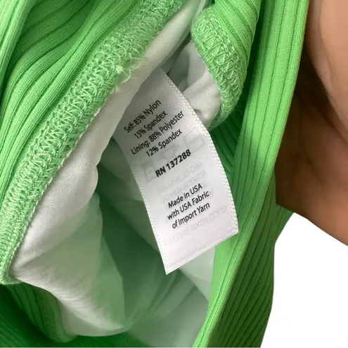 Year of Ours Gym Crop Bra Ribbed Tank Neon Kiwi Green XS
