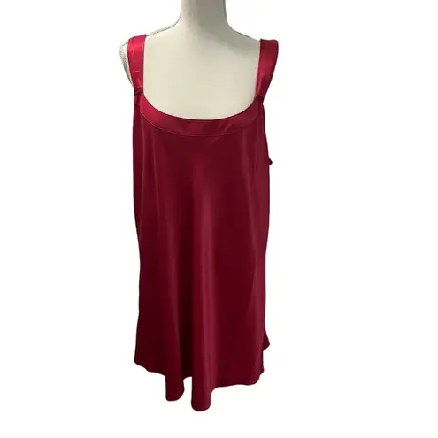 Cabernet Satin Chemise Slip Dress XL Set of 2 Red