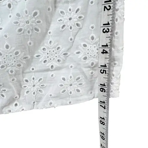 Urban Romantics Y2K Eyelet Crop Top L White Smocked V Neck Boho Chic Coquette