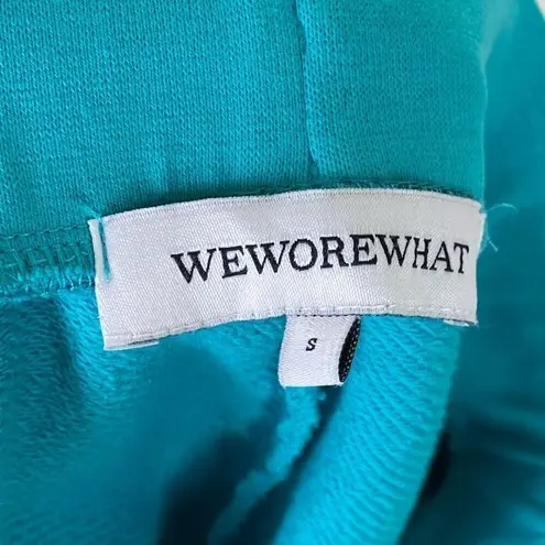 We Wore What Aqua Blue Terry Cotton Relaxed Fit High Rise Pull On Sweat Shorts S