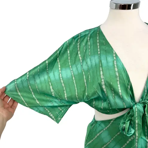 RUNAWAY THE LABEL Kayla Nori Cutout Dress Nori Green Print Size Medium NWT