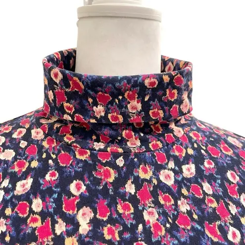 J Crew Abstract Colorful Floral Tissue Turtleneck Long Sleeve Shirt size Medium
