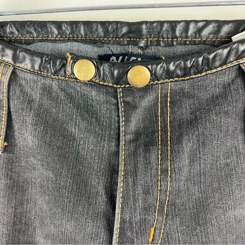 Allen B. by Allen Schwartz Leather Waistband Bootcut Jeans Size 30 USA Made Y2K Black