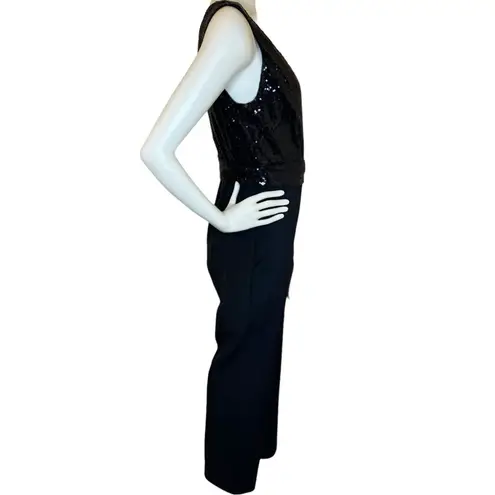 LAUREN RALPH LAUREN Women’s Dress Black Sequined Crepe Jumpsuit Size 2