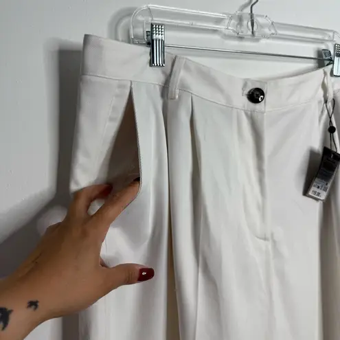 Massimo Dutti NWT Wide Leg Trousers Pleated Front In Cream Size 12